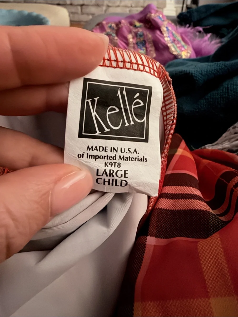 Kellé Plaid Jacket – Orange, Red & Blue, Puffy Shoulder, Child Large